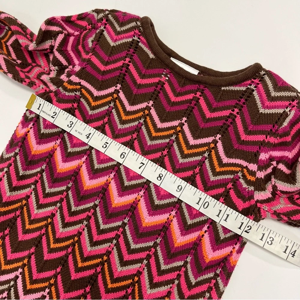 Hanna Andersson Knit Crochet Chevron Striped Dress 110 cm